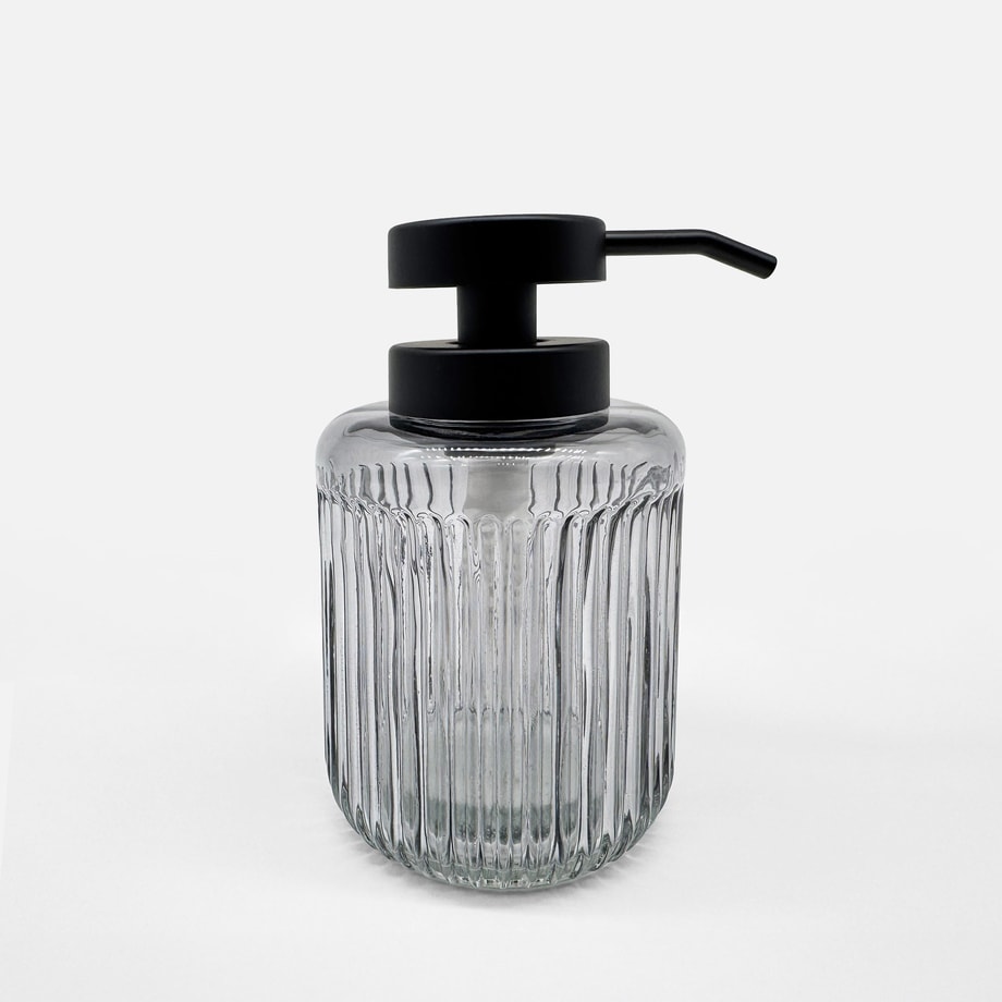 Dozownik na mydło, szklany, szary, 400ml - 1