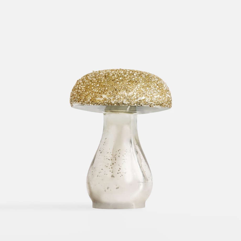 Dekoracja szklana GRZYBEK, złota, 10 cm - 1