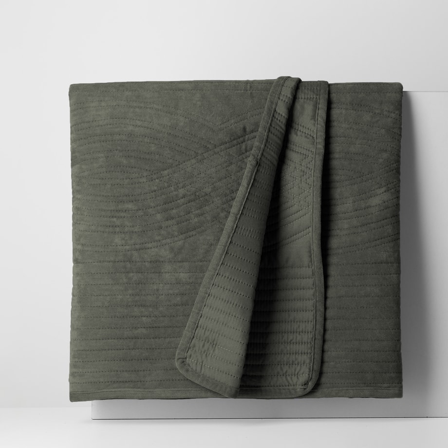 Narzuta na łóżko oliwkowa SILKY 200x220 cm - 1