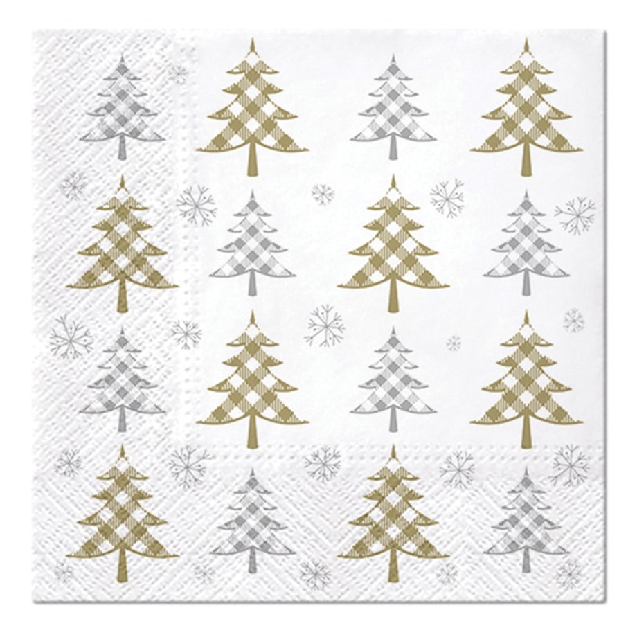 Serwetki świąteczne złoto i srebro CHRISTMAS TREE CHECK 20 szt. - 1