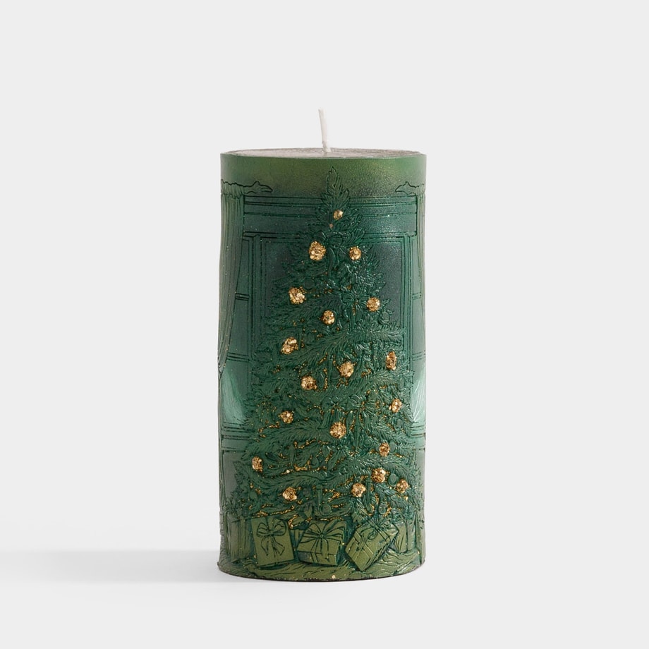 Świeca zielona ŚWIĄTECZNY POKÓJ 6,5x14 cm - 1