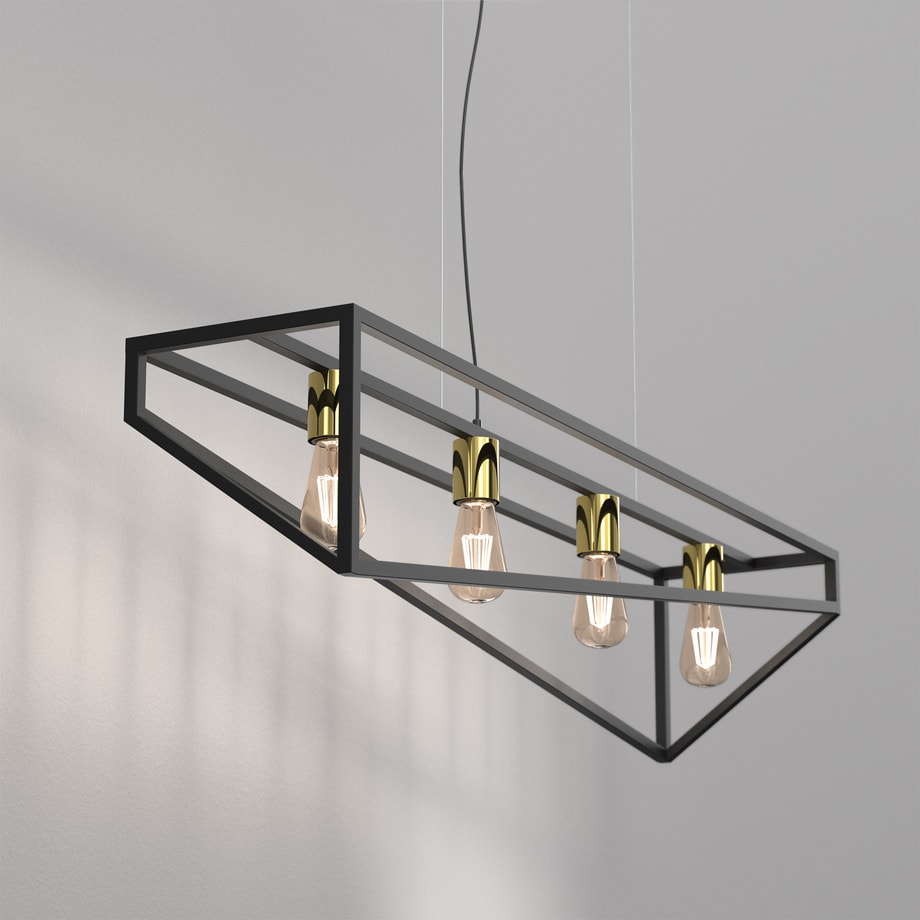 Lampa wisząca loftowa czarno-złota GOTE IV - 4