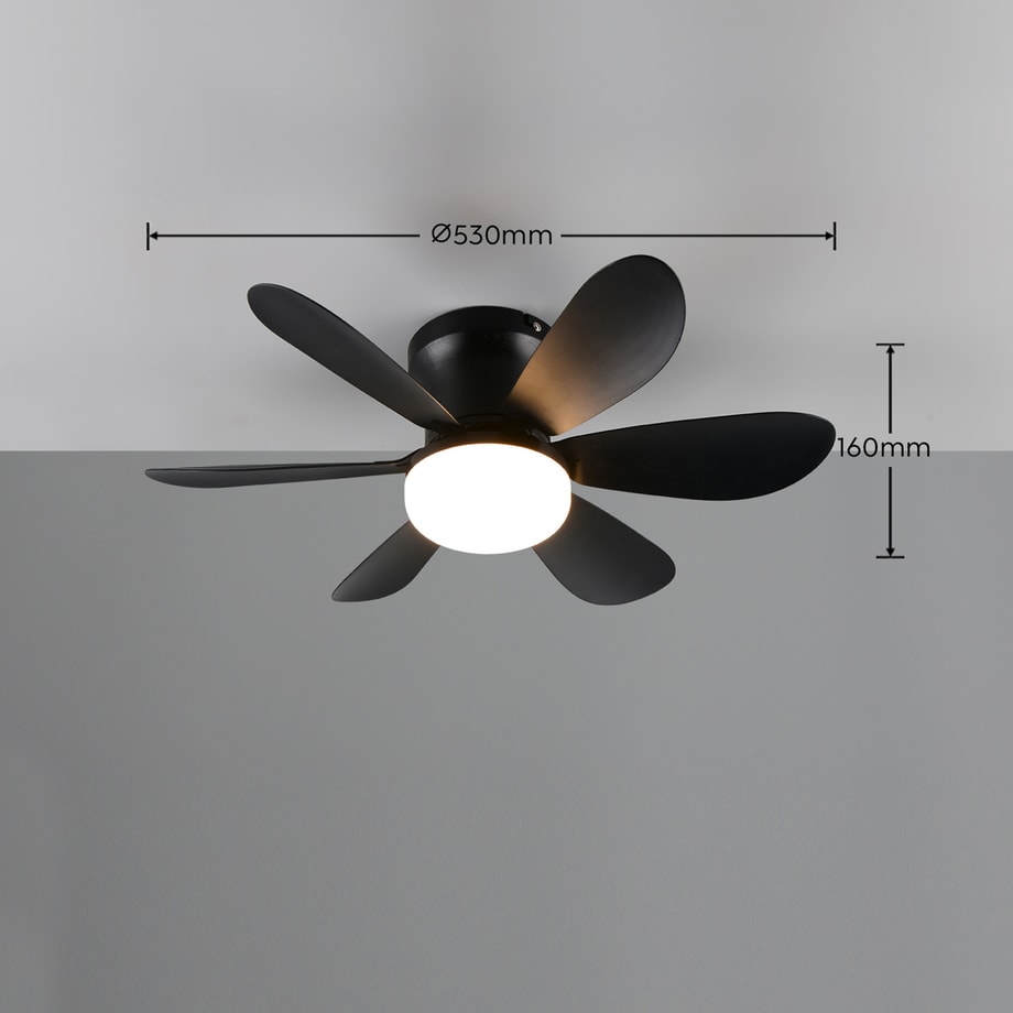 Lampa sufitowa LED z wentylatorem czarna - zdjęcie 3