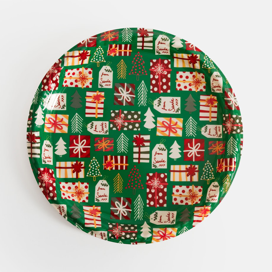Talerz dekoracyjny świąteczny zielony 28 cm - 1