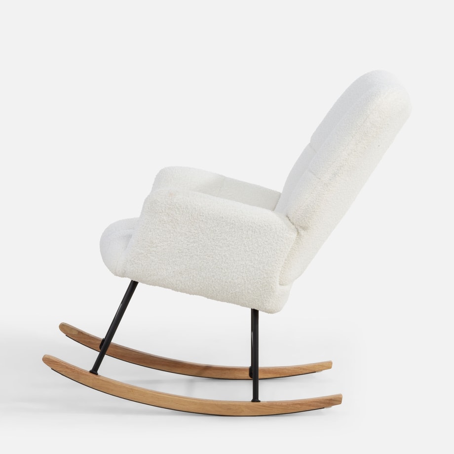Fotel bujany boucle JEXLA biały - 2
