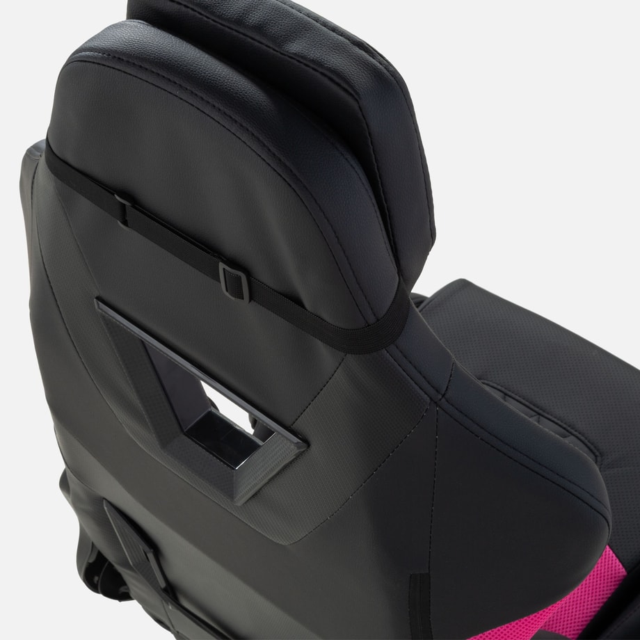 Fotel gamingowy, ergonomiczny z poduszką lędźwiową i zagłówkiem, czarno-różowy MEWINO - 6