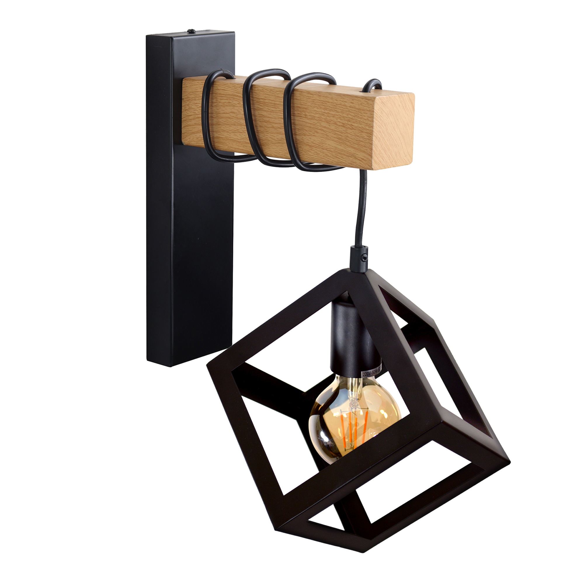 Kinkiet Geometryczny Czarny Sweden Wood