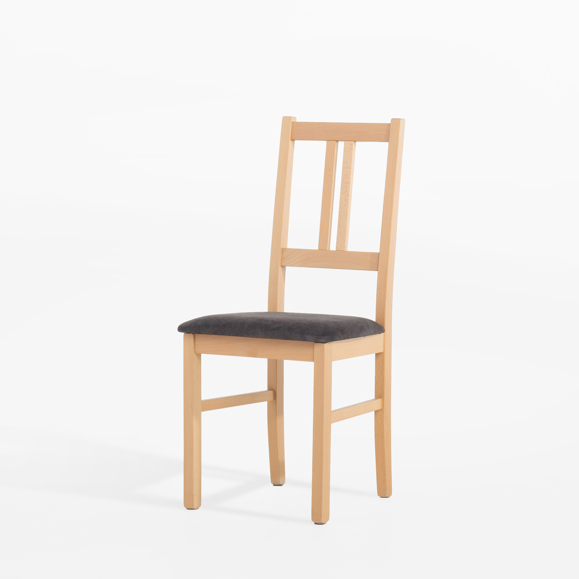Krzesło Drewniane z Szarym Siedziskiem Ontika II