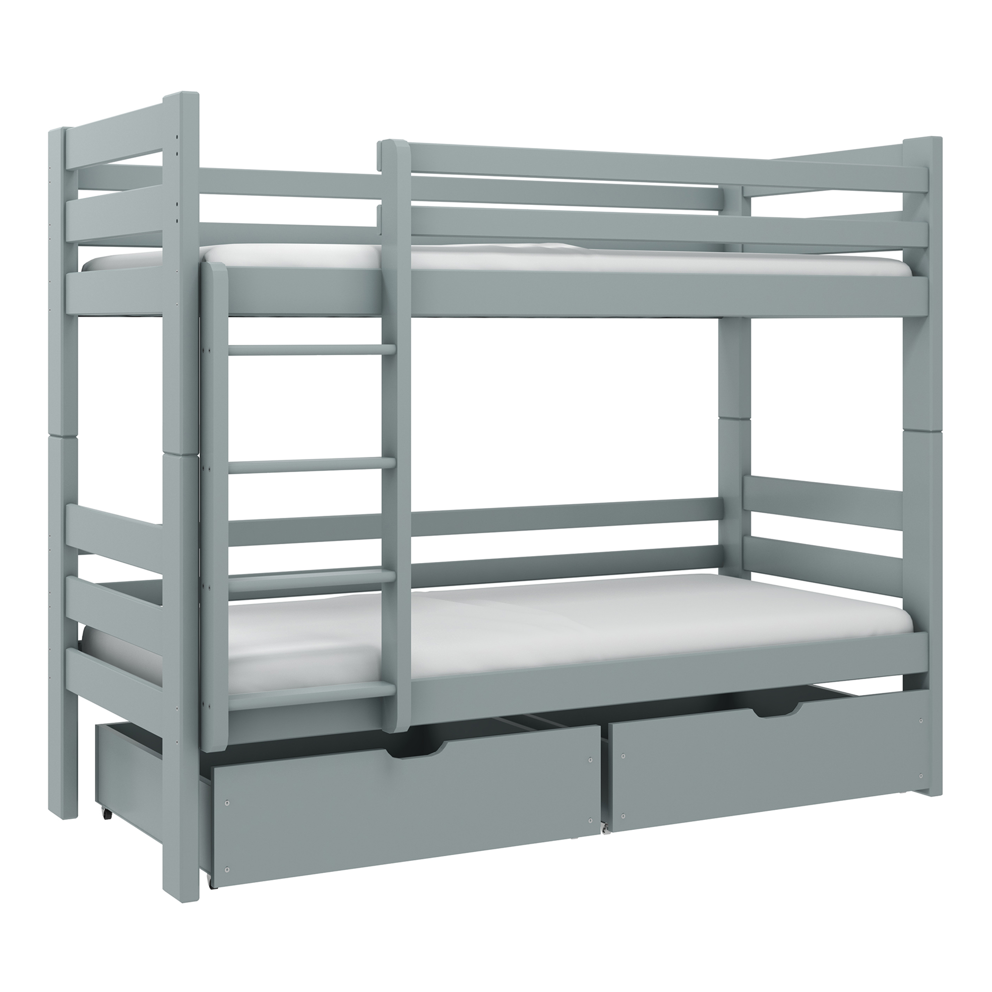 Łóżko Piętrowe Szare Krzyś 2S, ze Stelażem