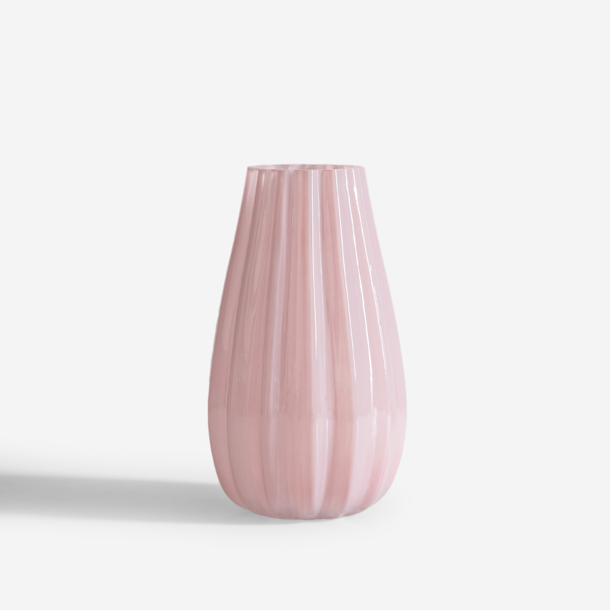 Wazon ryflowany, pudrowy róż, 24,8 cm