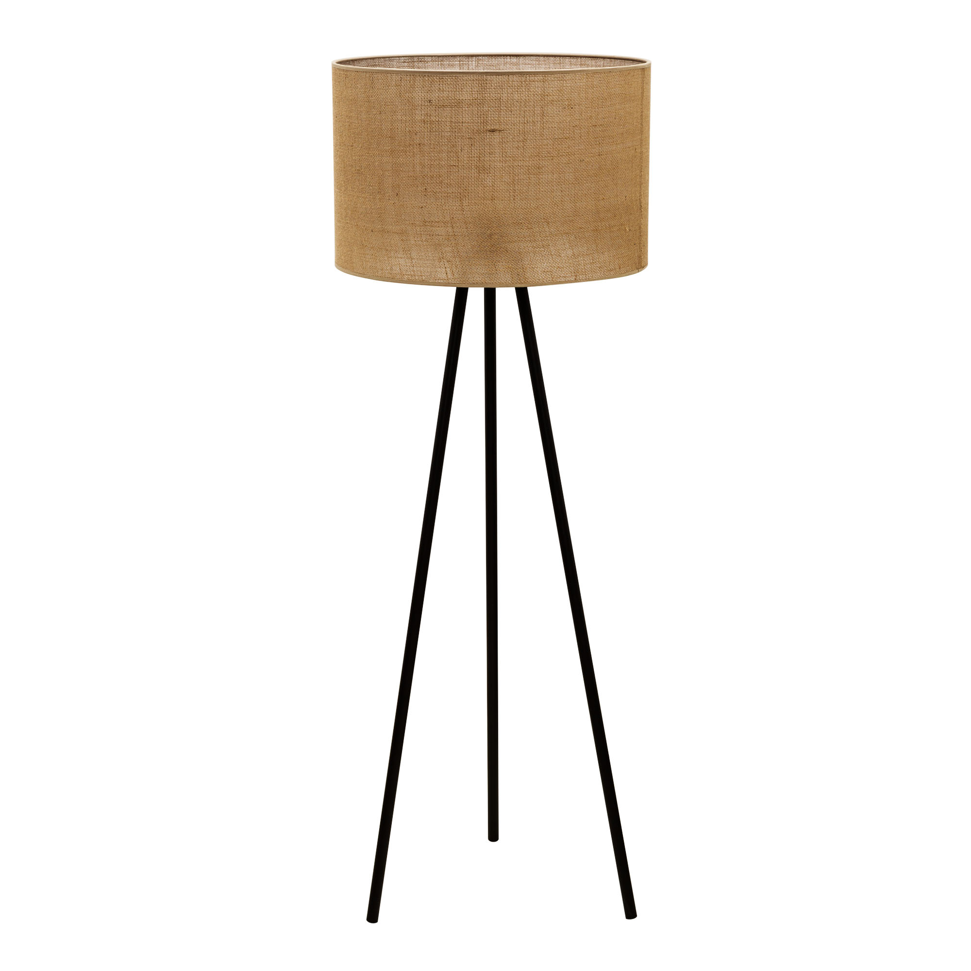 Lampa Podłogowa na Czarnym Trójnogu Juta