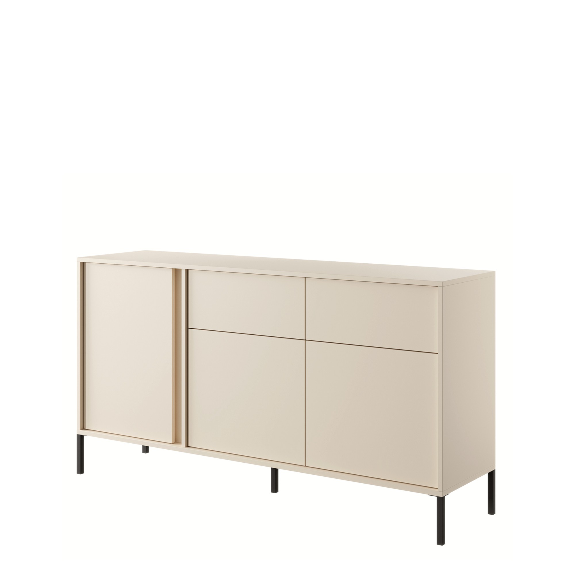 Komoda Niska z 2 Szufladami Beżowa Dast