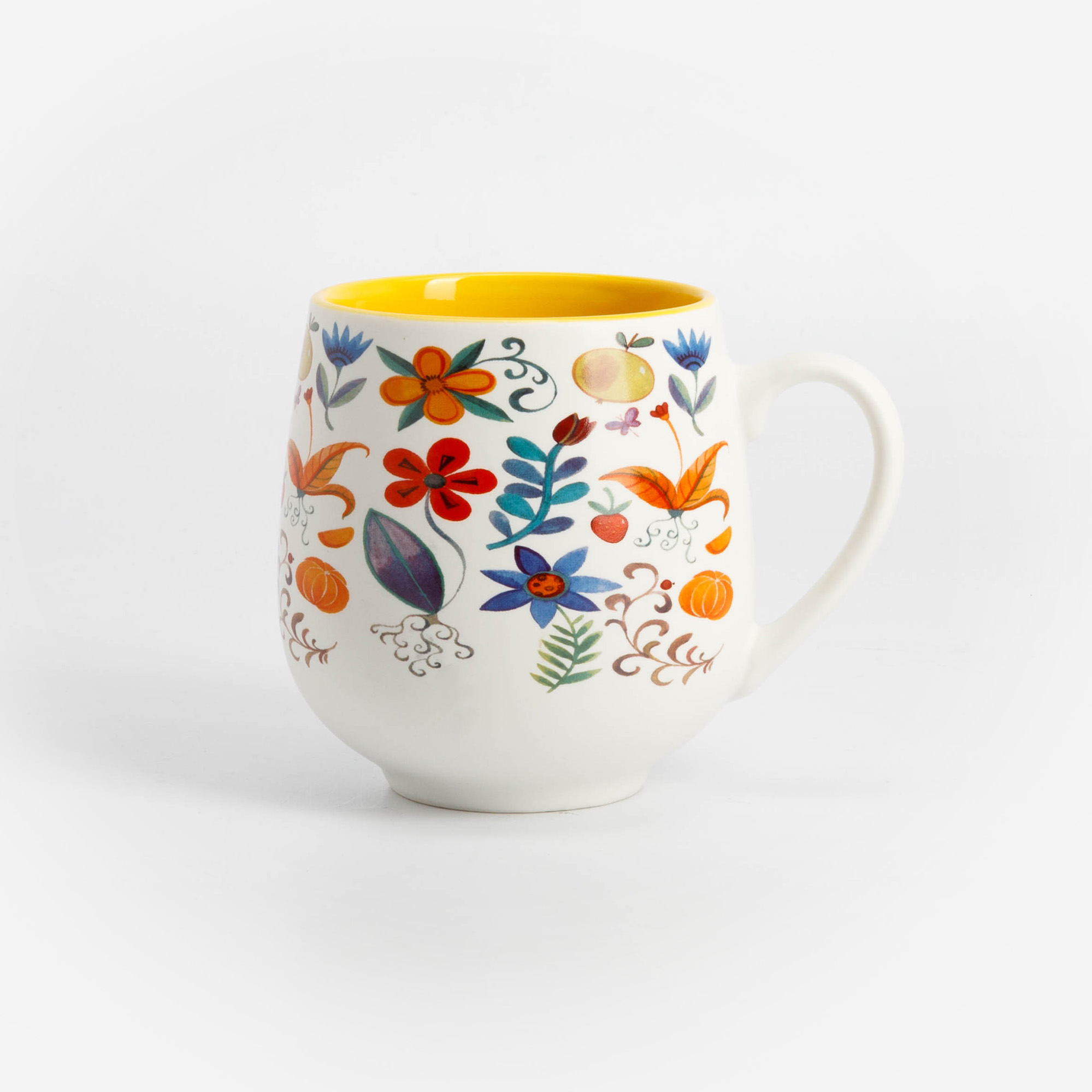 Kubek porcelanowy, w kwiaty, 530 ml