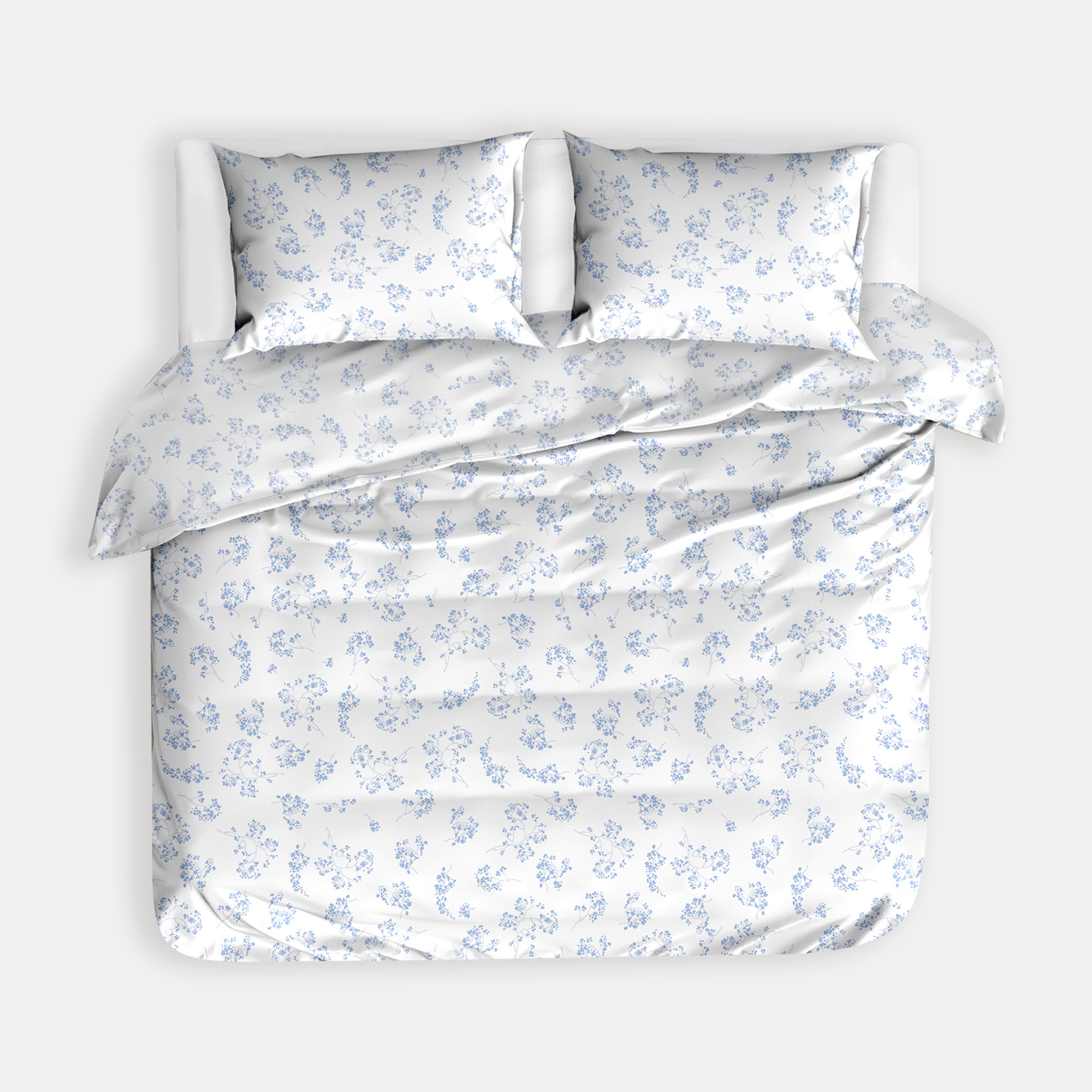 Pościel bawełniana w kwiaty COTTE biała 160x200 cm