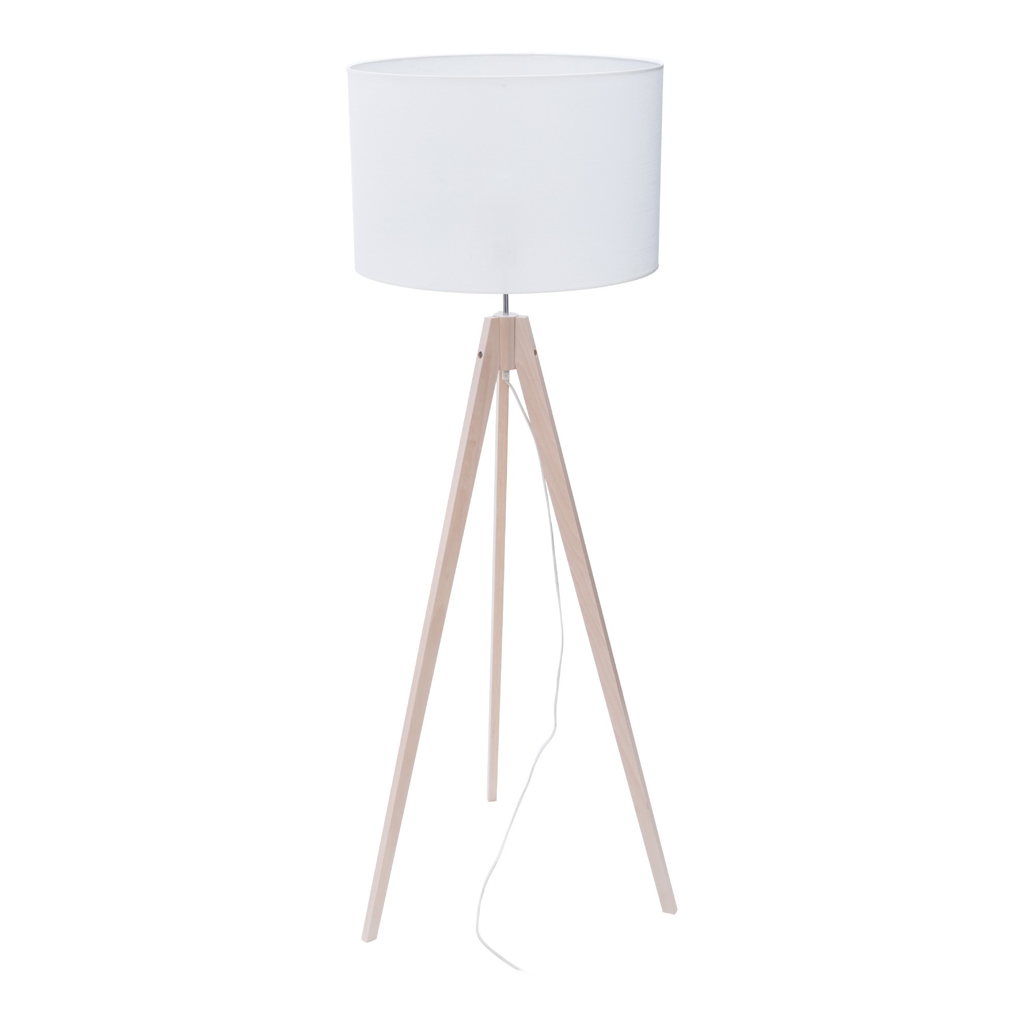 Lampa na Drewnianym Trójnogu Abażur Biały Dove