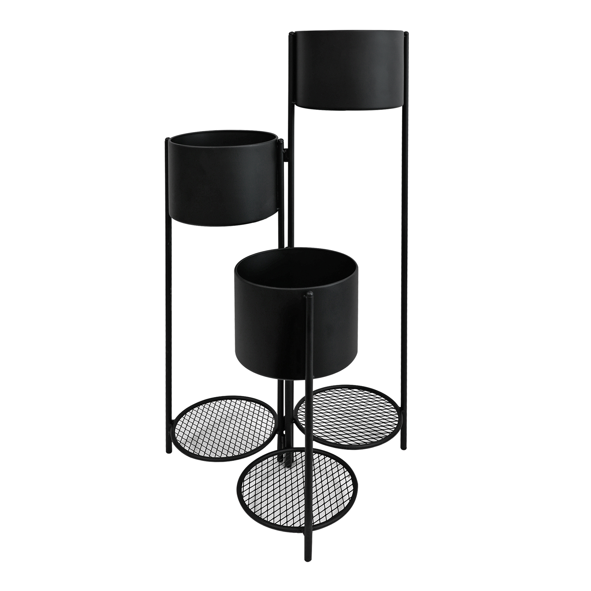 Kwietnik Metalowy na 3 Donice Czarny 80 cm