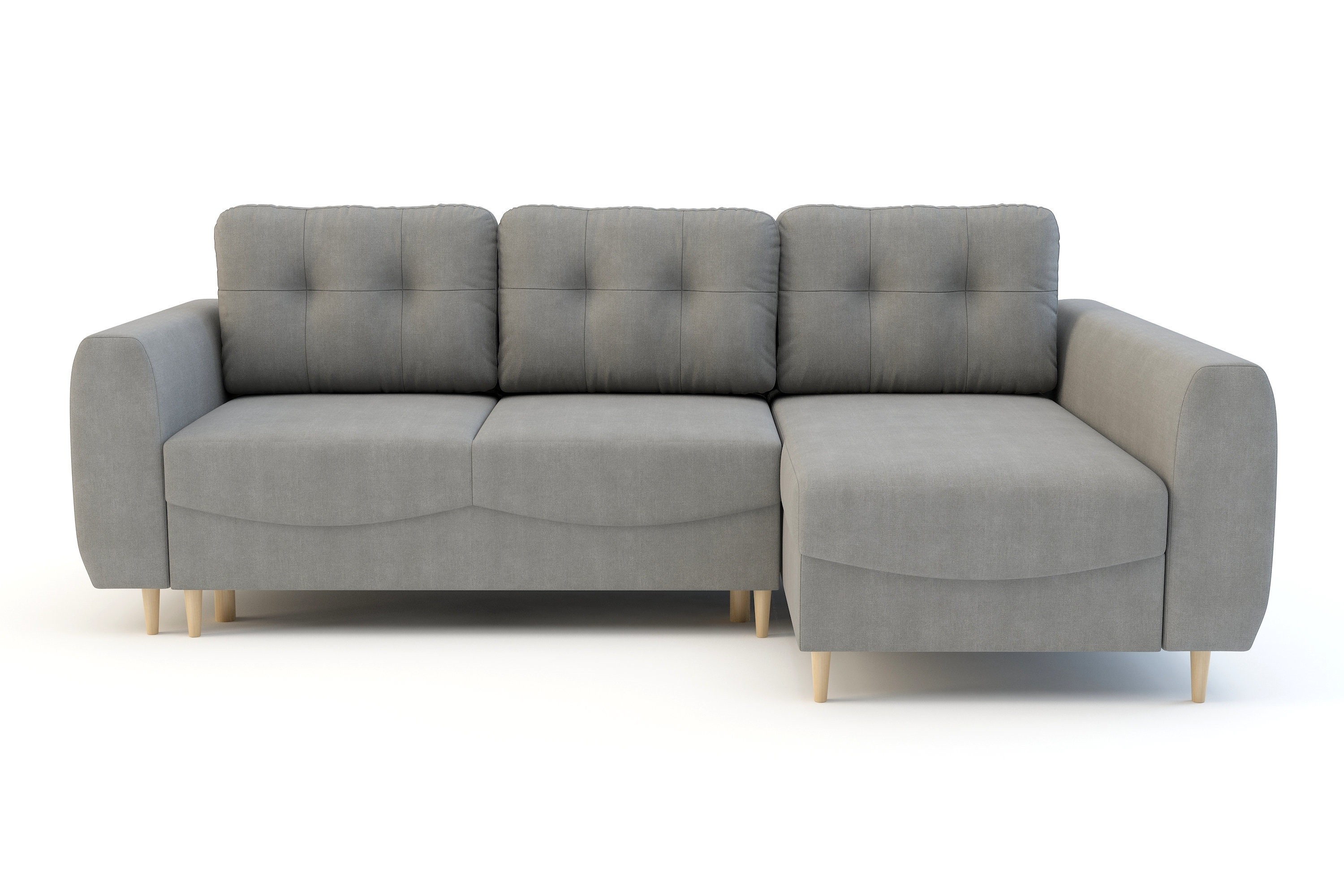 Narożnik z Funkcją Spania Szary Tender Prawy