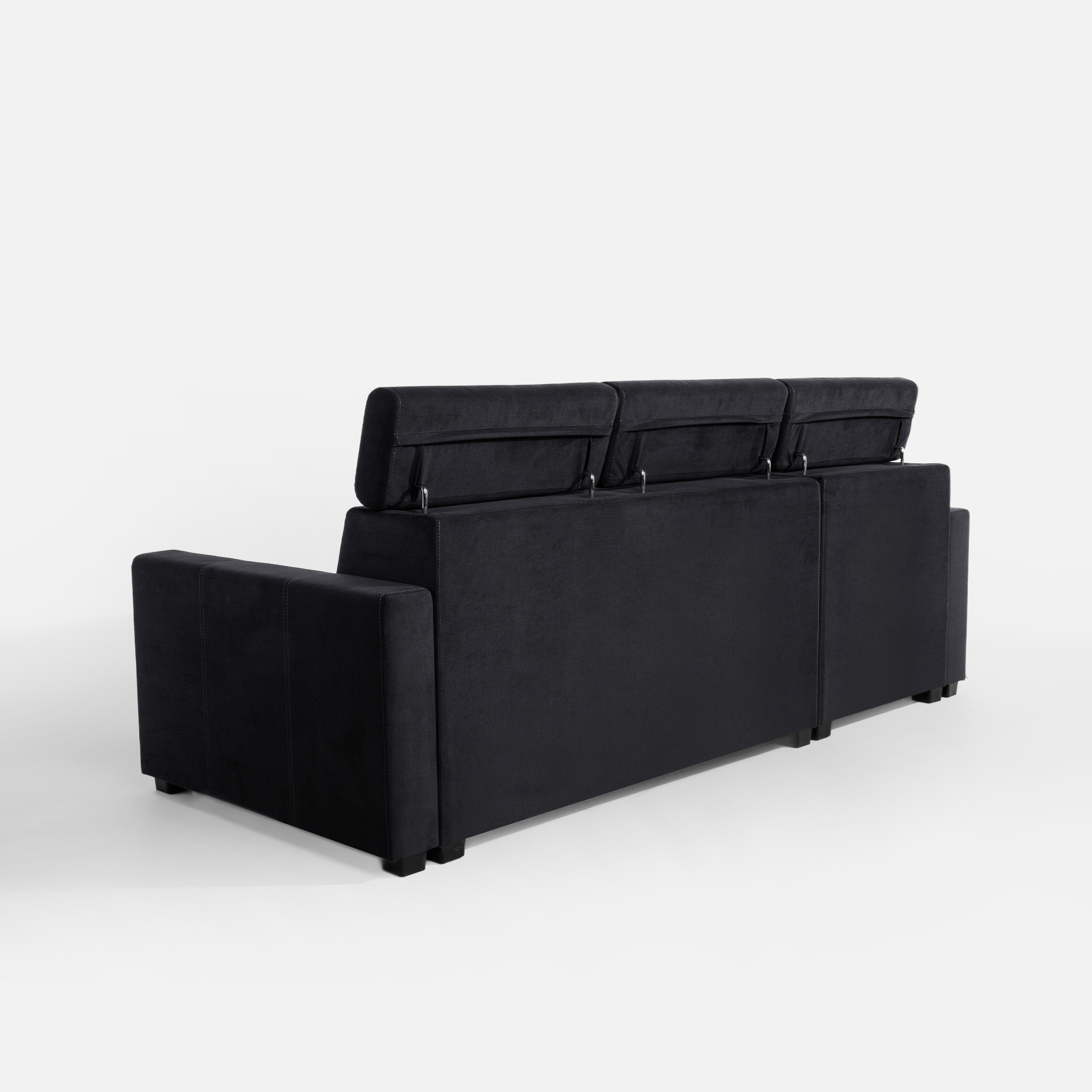 Narożnik z regulowanymi zagłówkami czarny TOSCANO - Agata