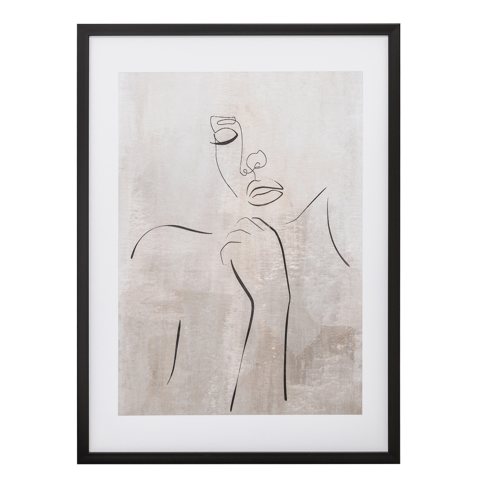 Obraz w Czarnej Ramie Twarz Grey Linear 50x70 cm