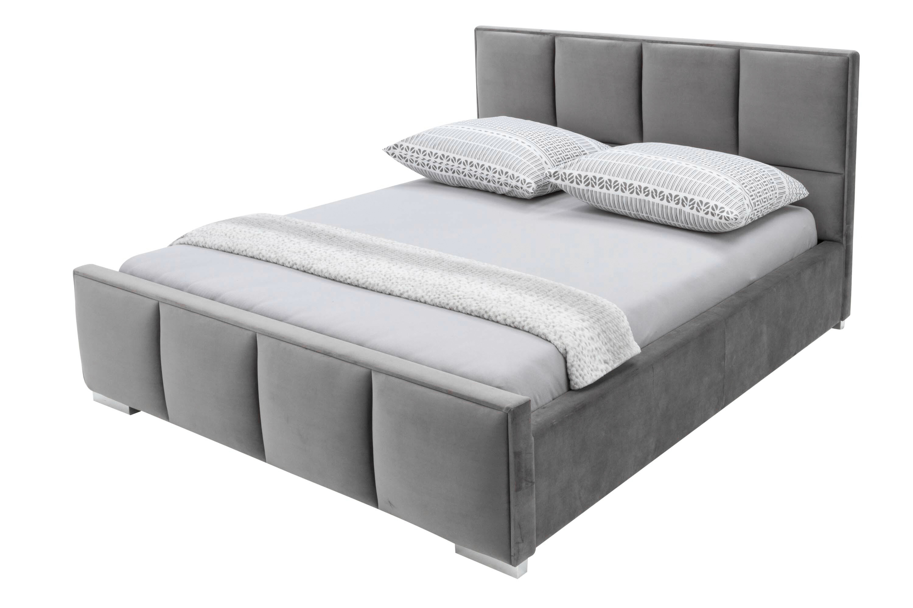 Łóżko ze Stelażem i Pojemnikiem Szare Fabrizzio Squere P 140x200 cm