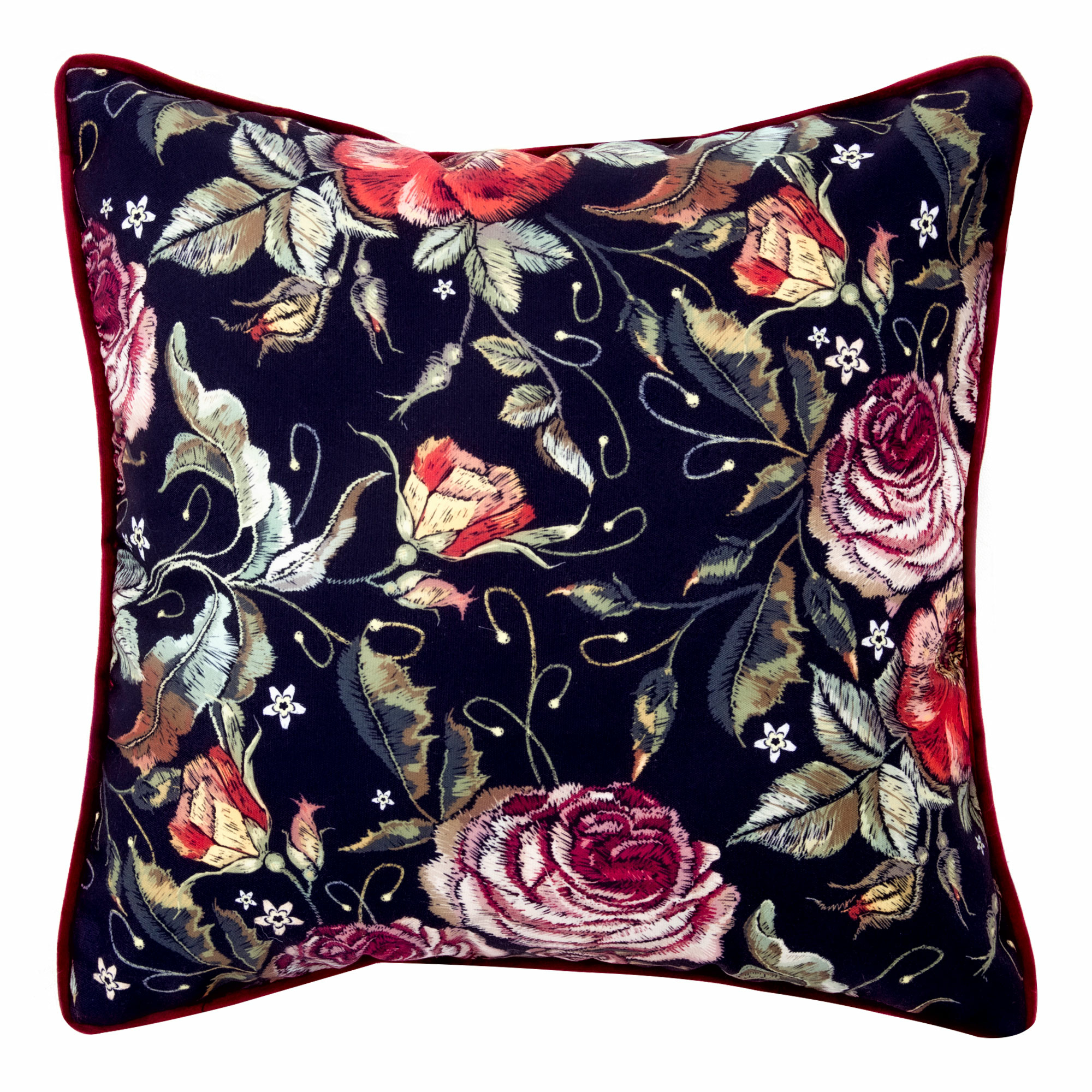 Poszewka Dekoracyjna Haftowana w Róże Nena 45x45 cm