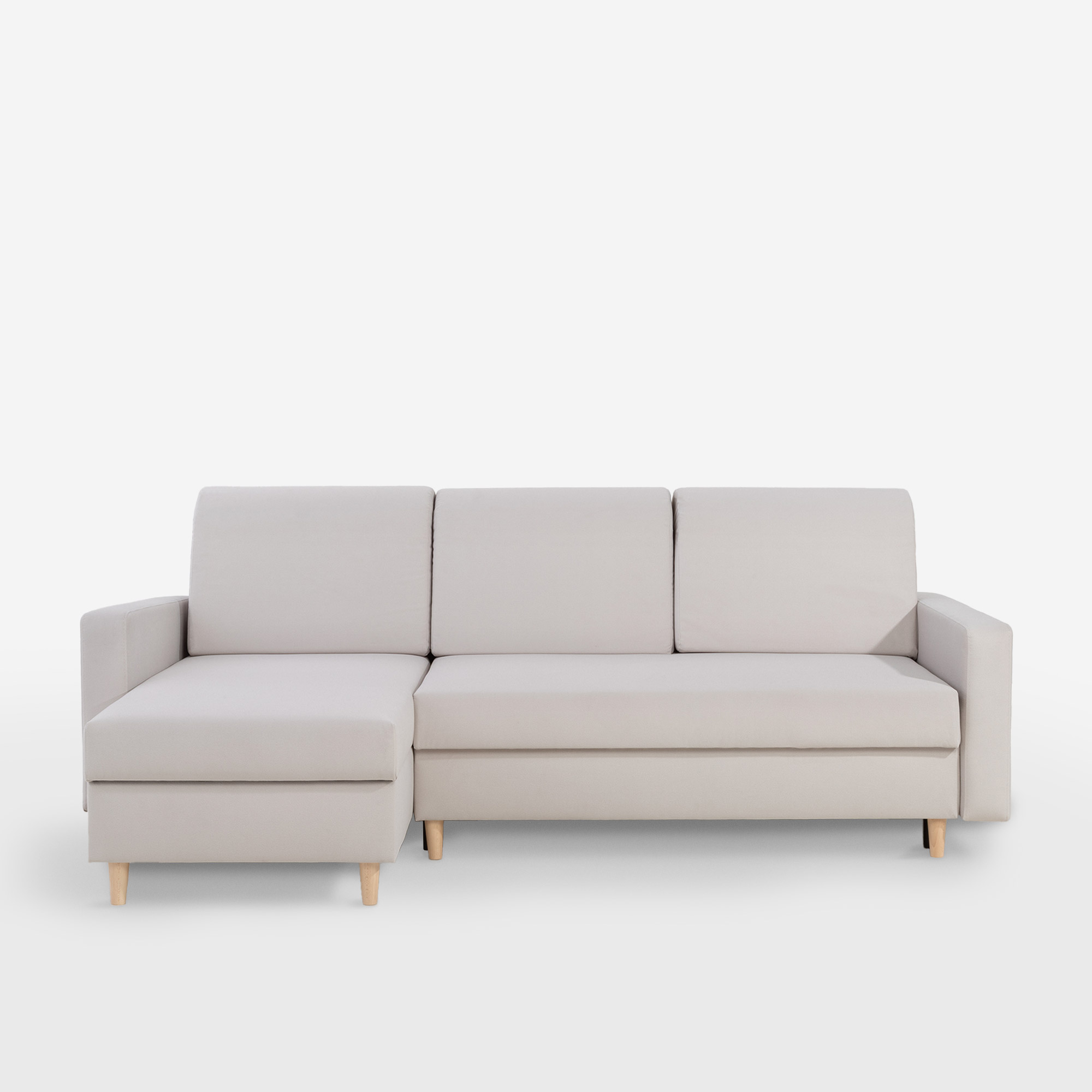 Narożnik z 2 pojemnikami rozkładany beżowy KARMEN