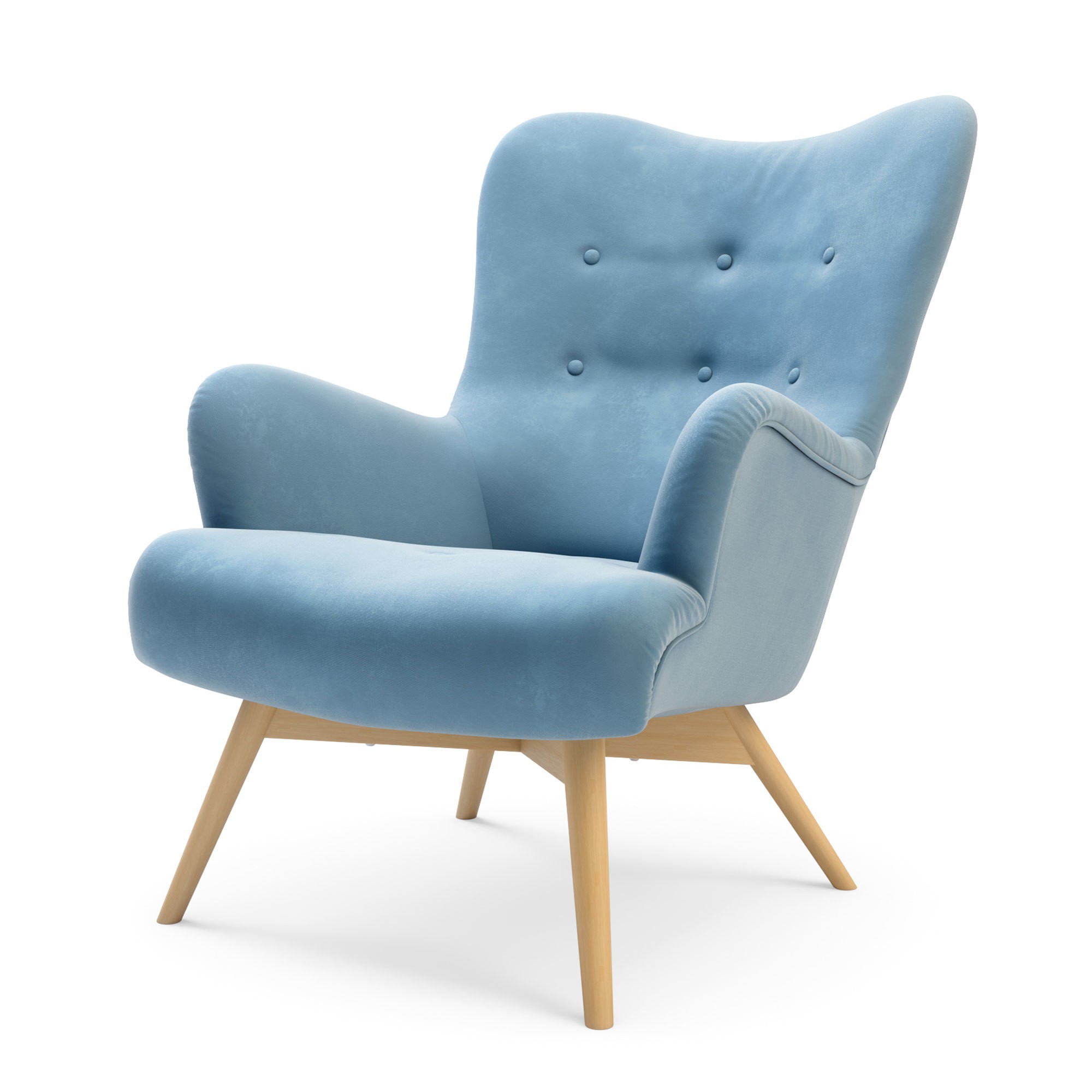 Fotel Welurowy Jasnoniebieski Zele