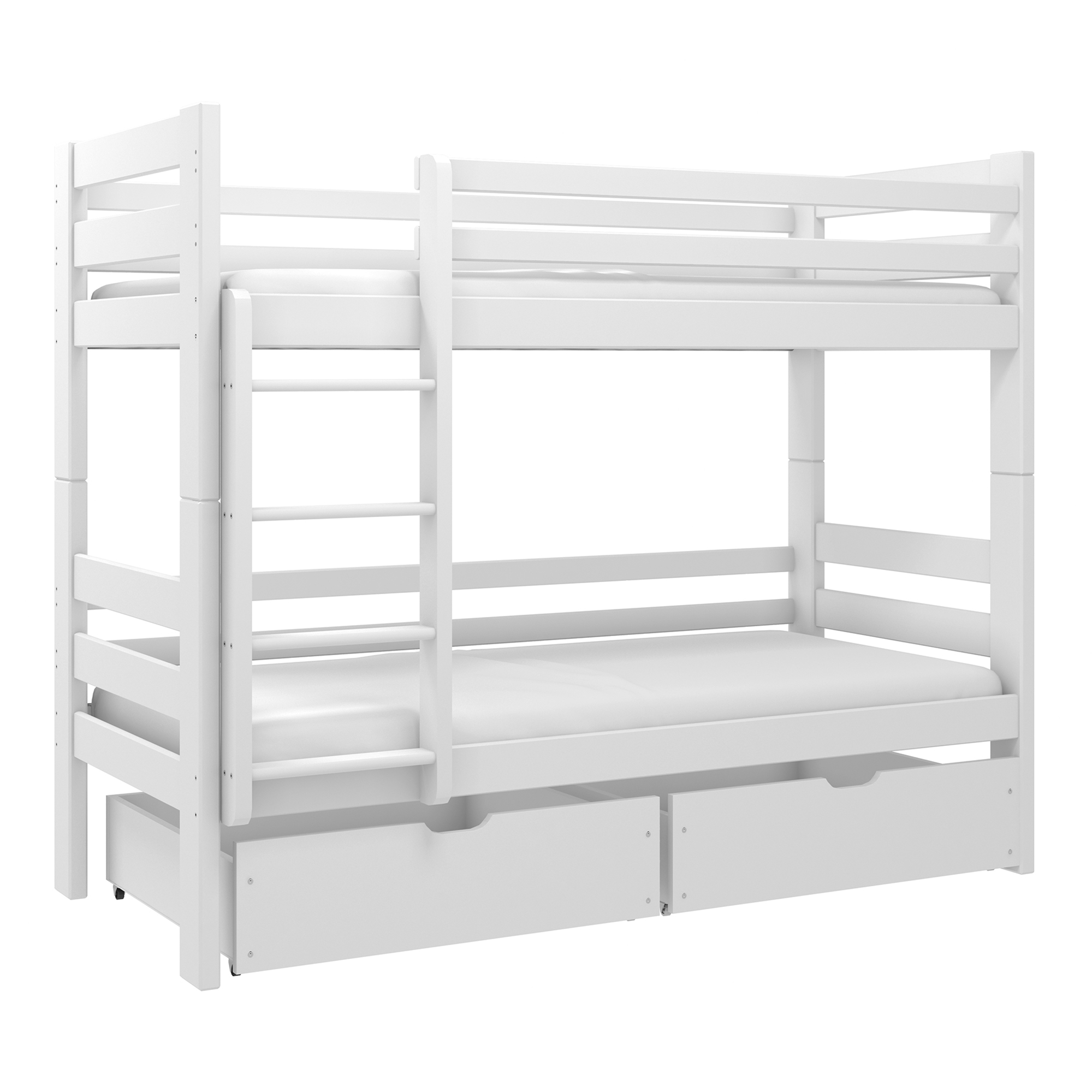 Łóżko Piętrowe Białe Krzyś 2S, ze Stelażem