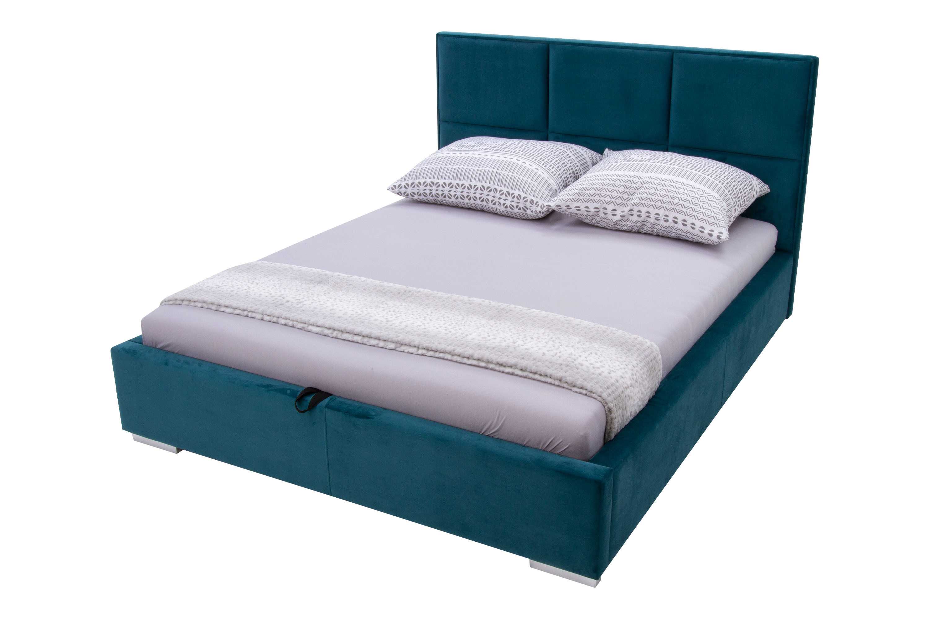Łóżko Tapicerowane Welurowe Fabrizzio Maxi P 160x200 ze Stelażem i Pojemnikiem