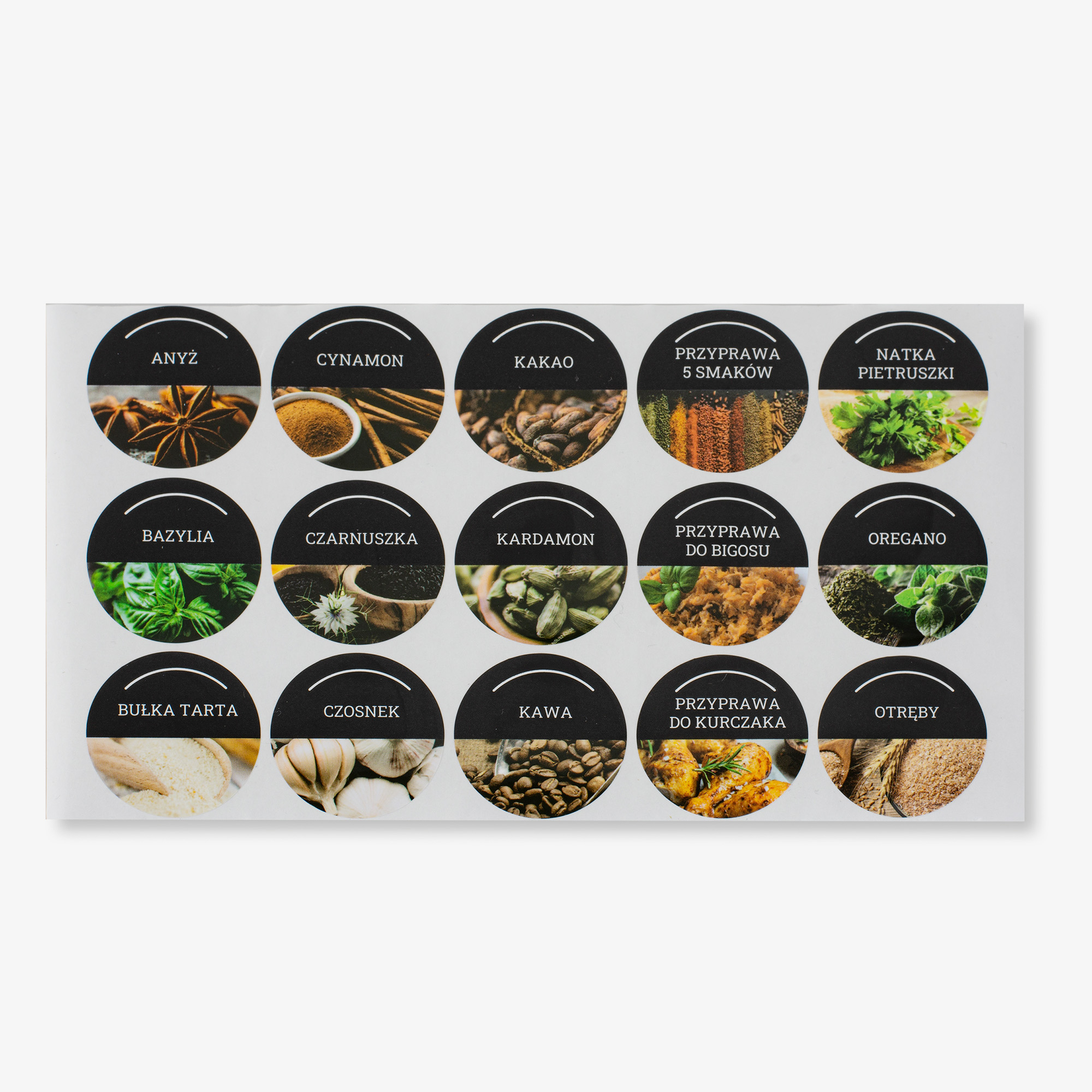 Naklejki na przyprawy, okrągłe, 96 szt.