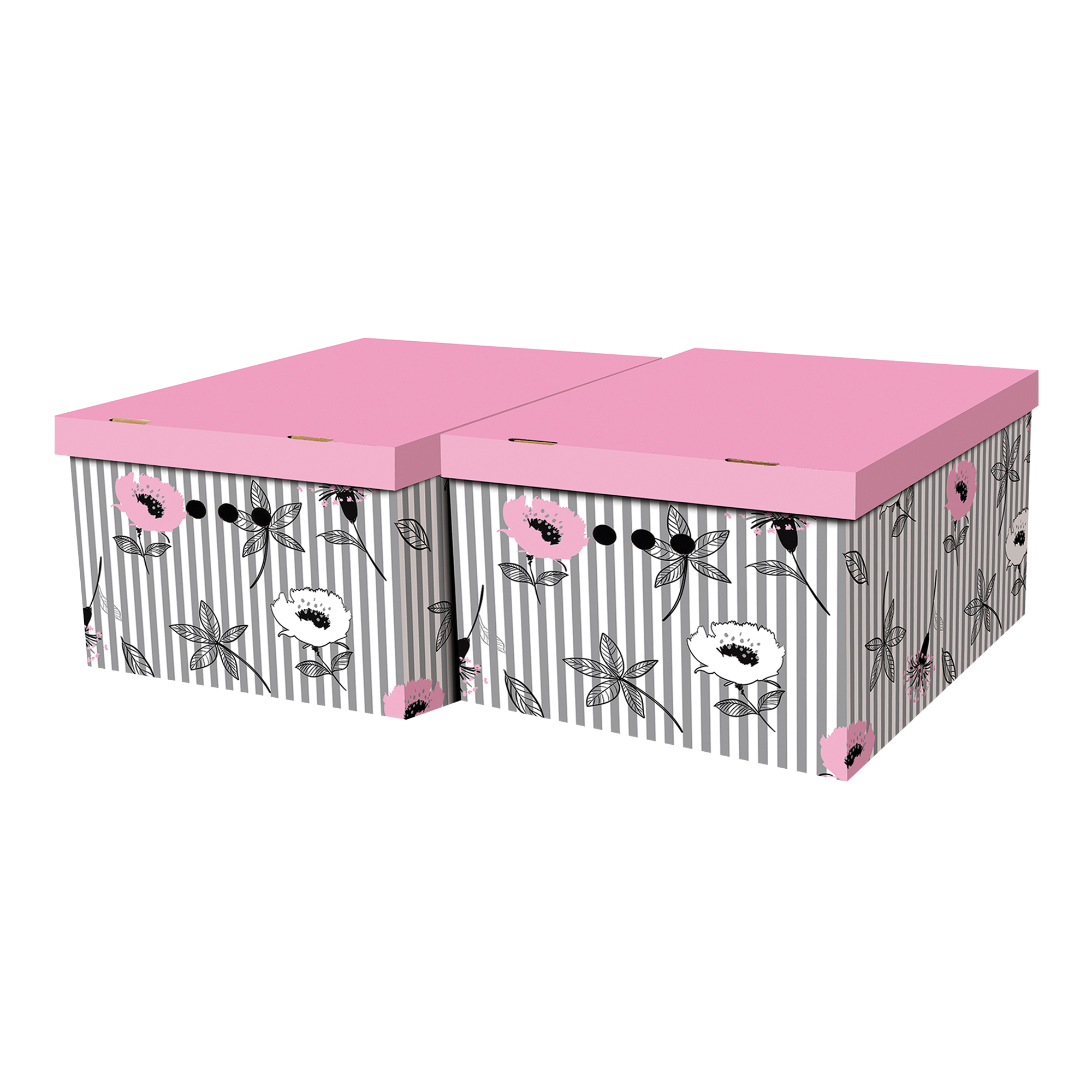 Komplet 2 Pudełek do Przechowywania Kwiat Różowy A4