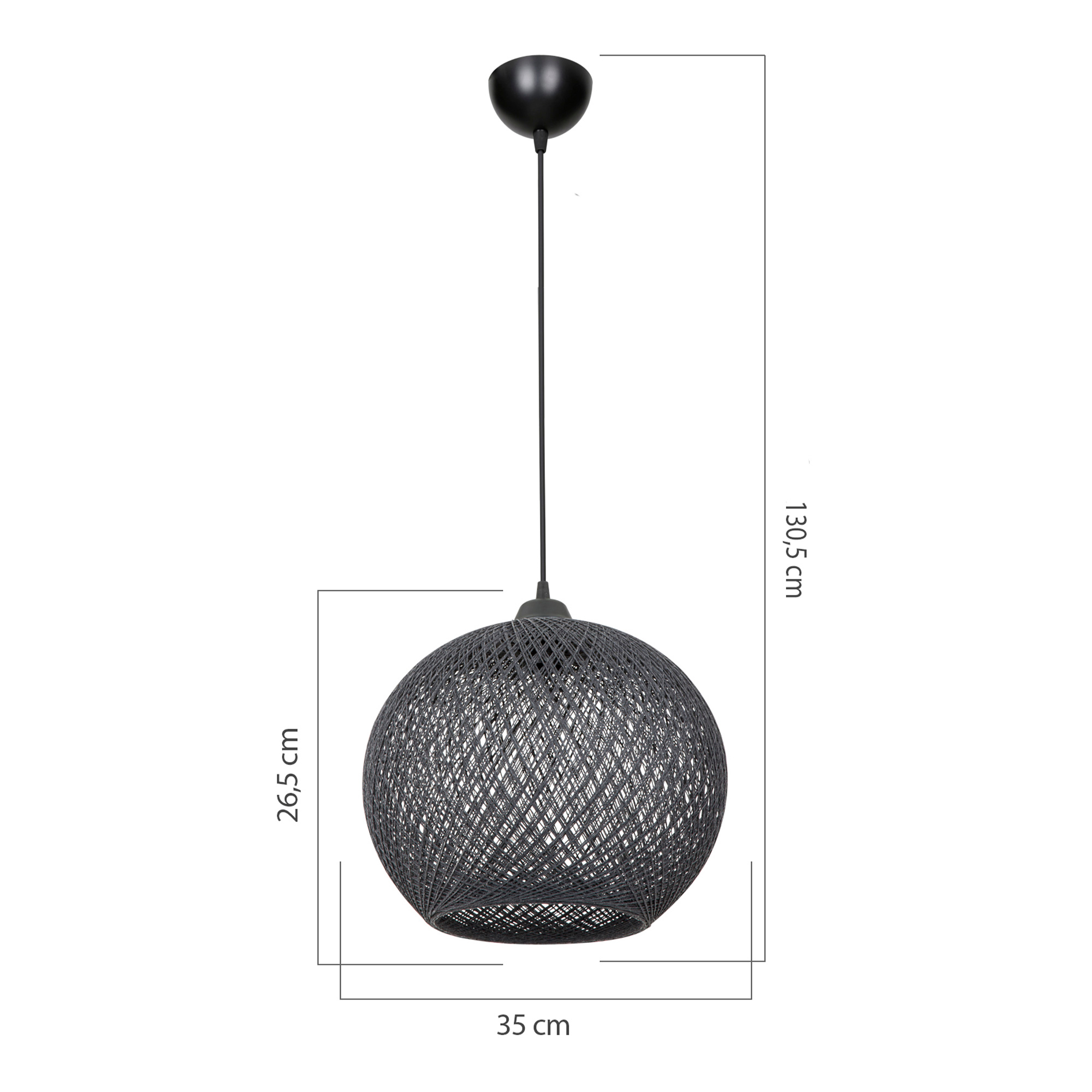 yuma  Lampa wisząca boho pleciona szara YUMAK - Agata