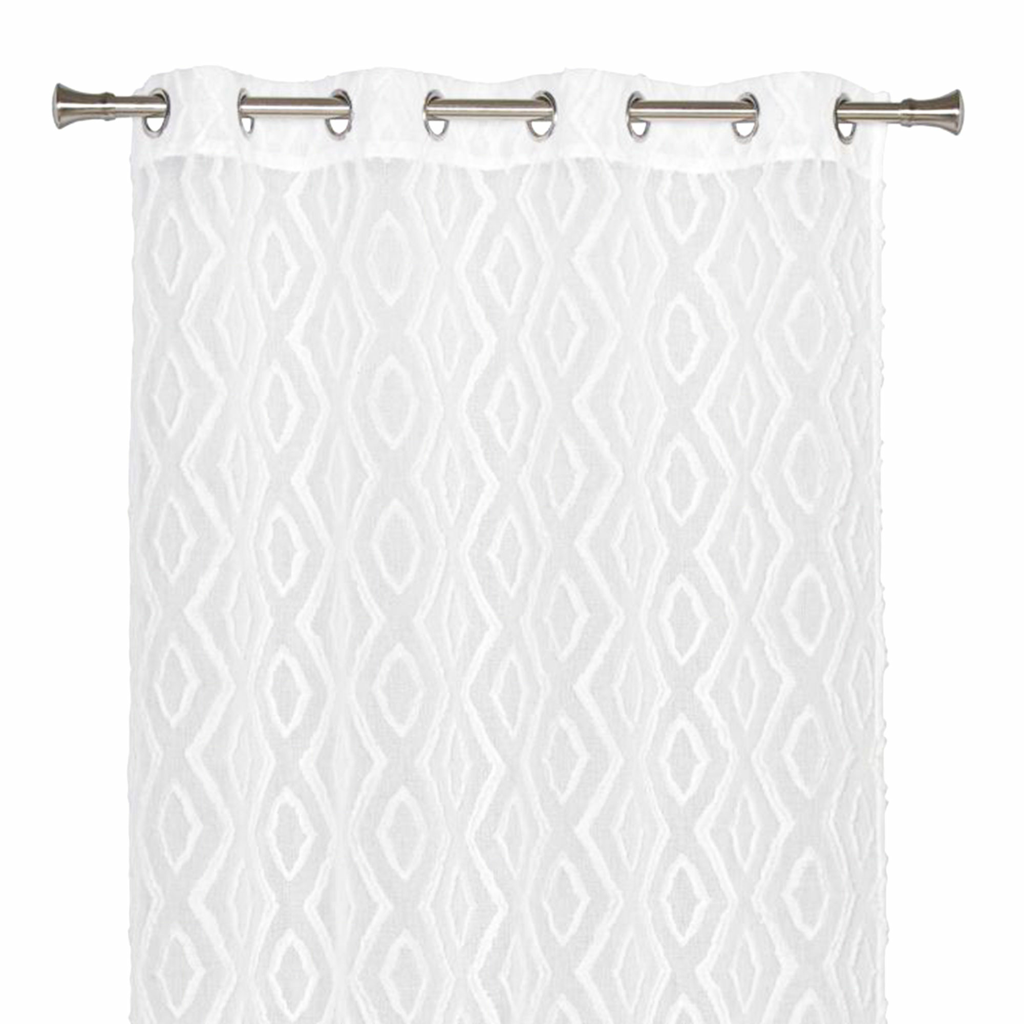 Firana na Przelotkach w Geometryczne Wzory Biała Tulum 140x260 cm