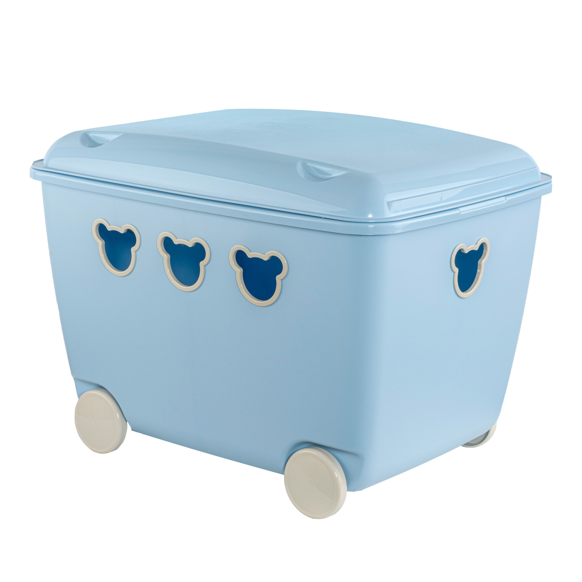 Pojemnik na Zabawki Niebieski z Kółkami Teddy, 55 l