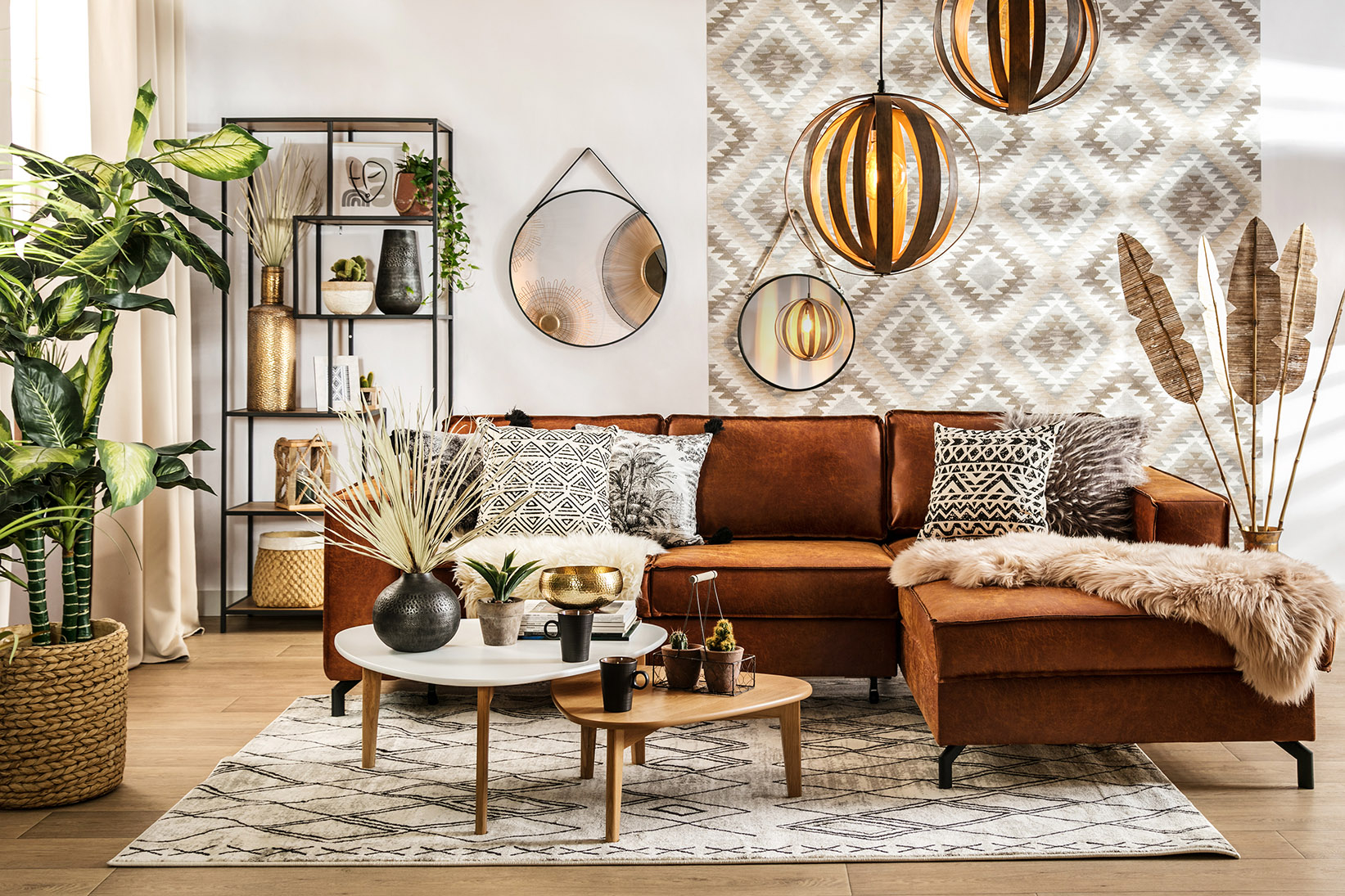 Salon vintage w nowoczesnej odsłonie z elementami boho