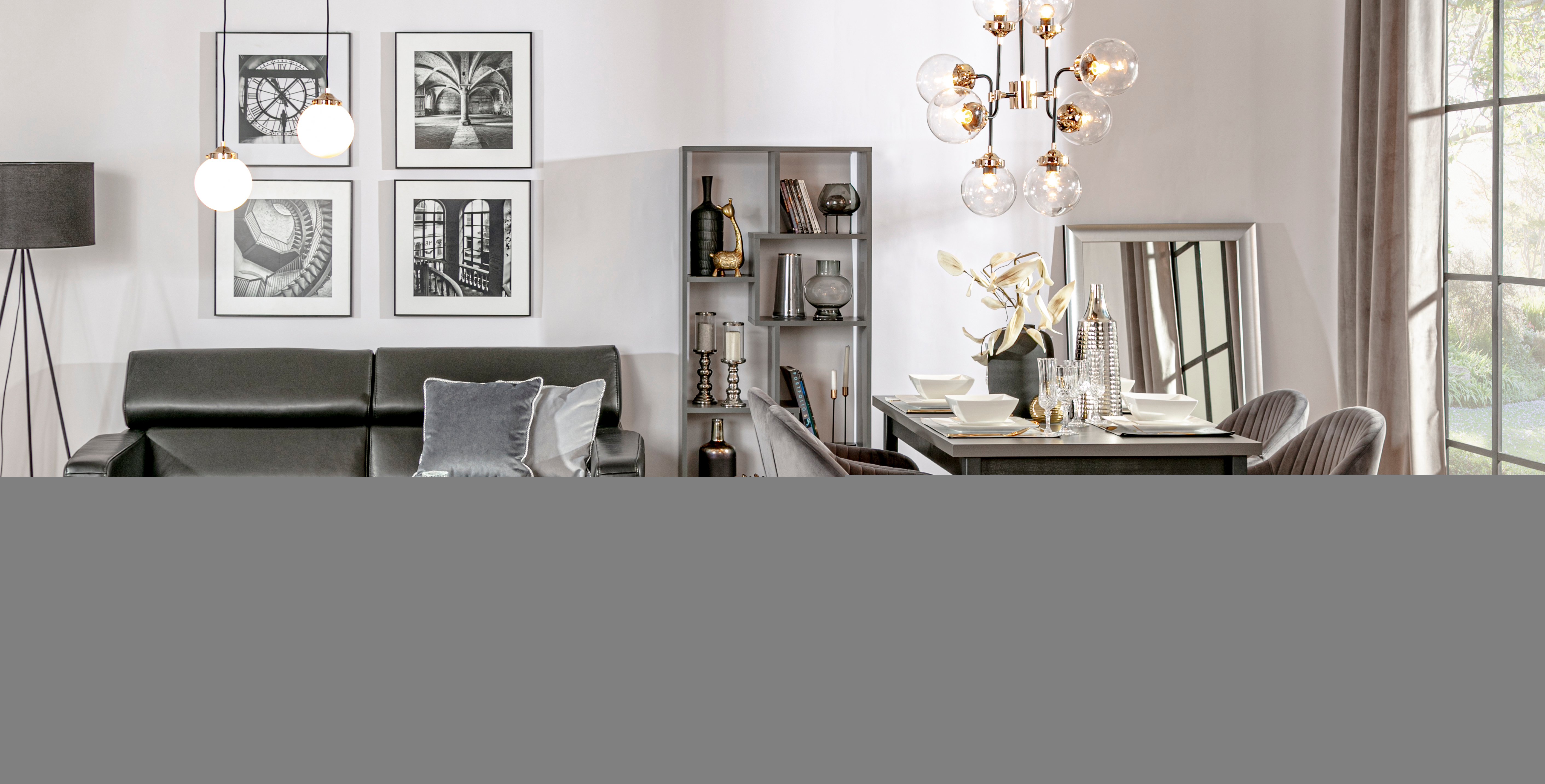 Nowoczesny szary salon