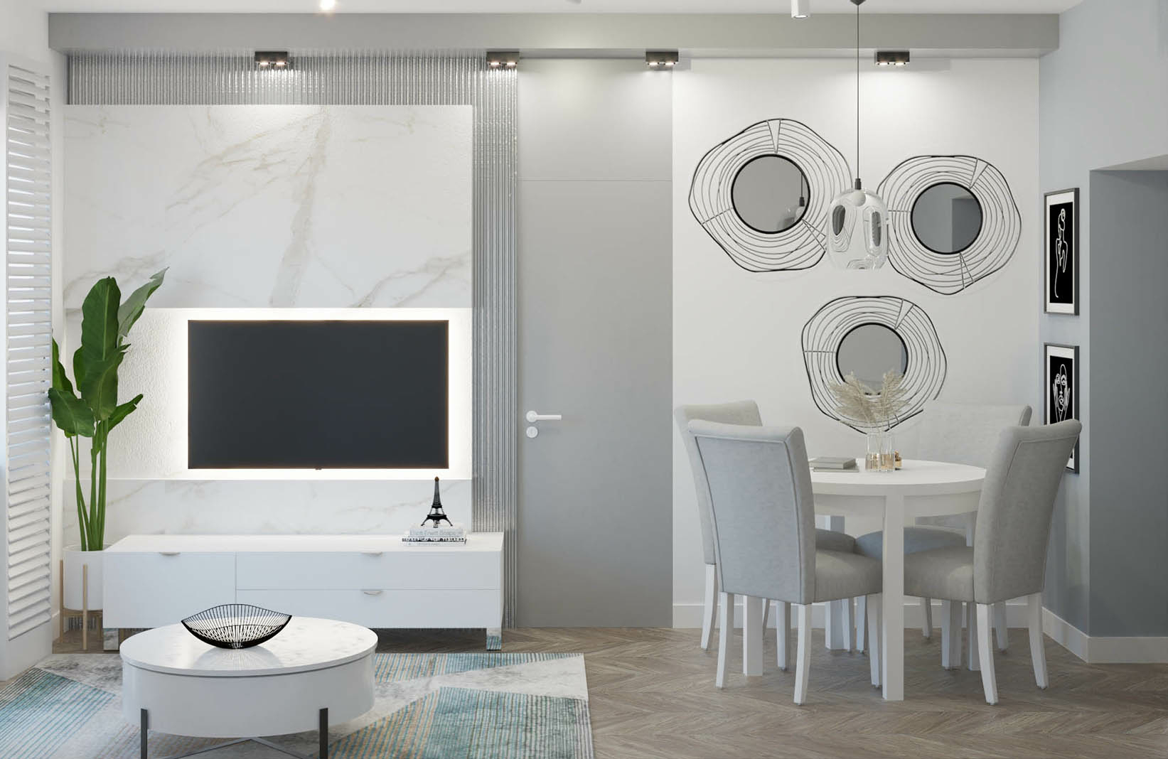 Nowoczesny szary salon