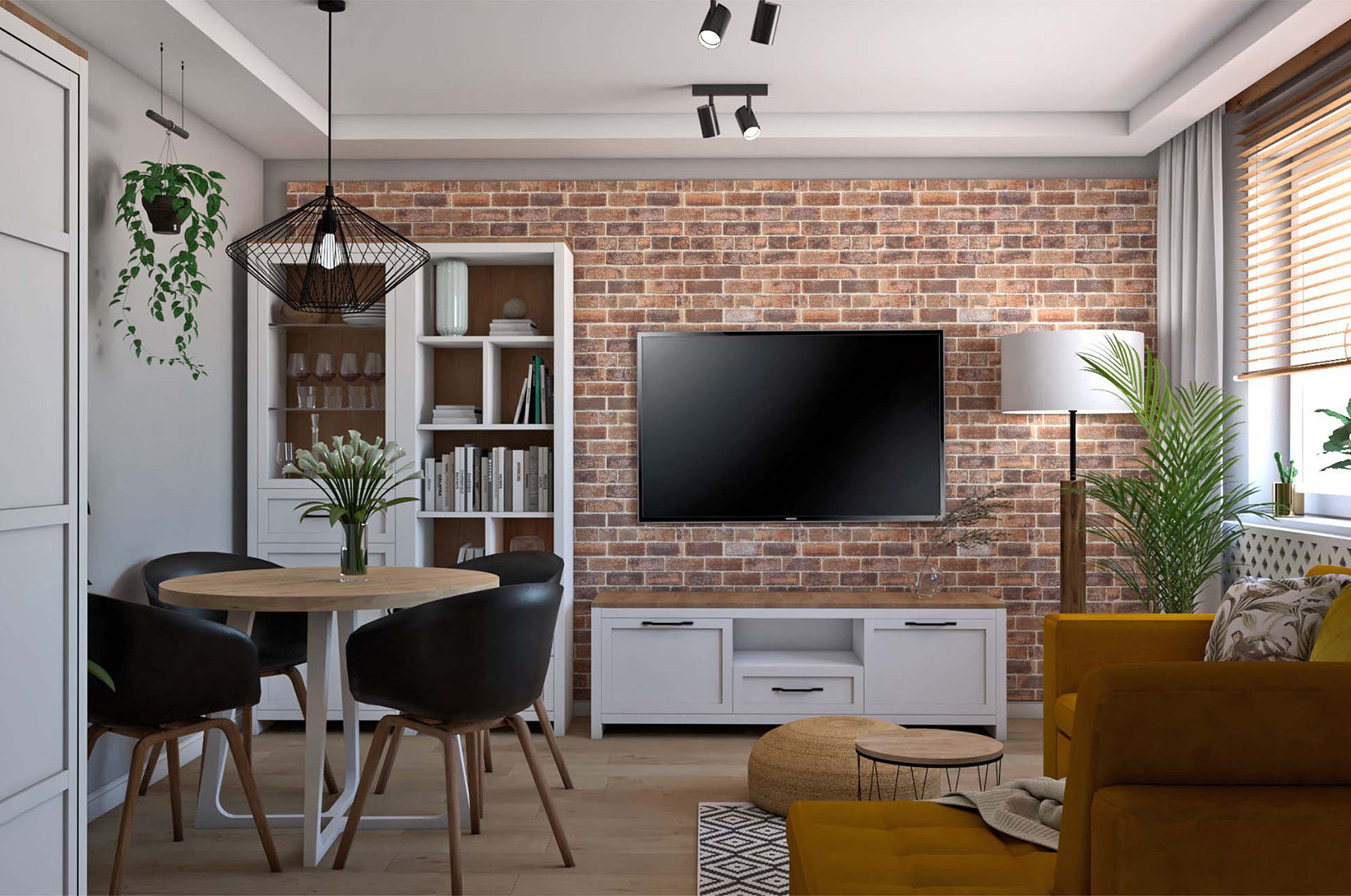 Aranżacja salonu w stylu loft