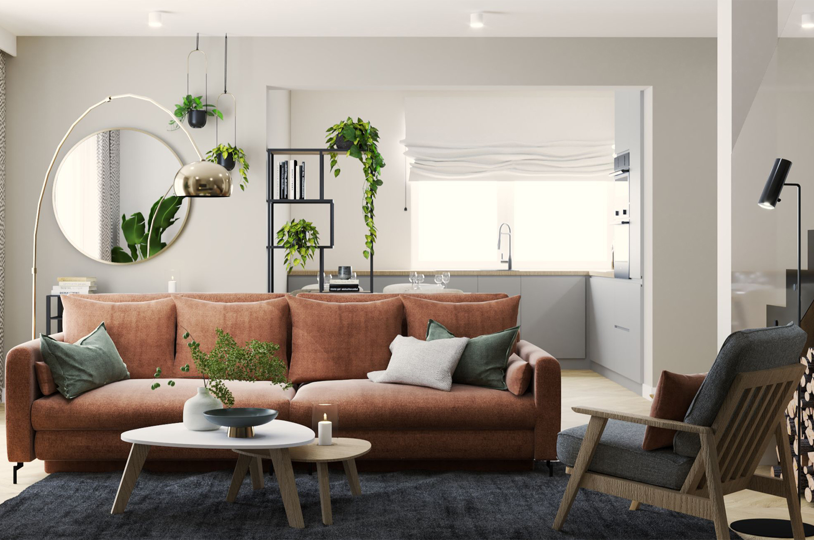 Aranżacja salonu w stylu loft